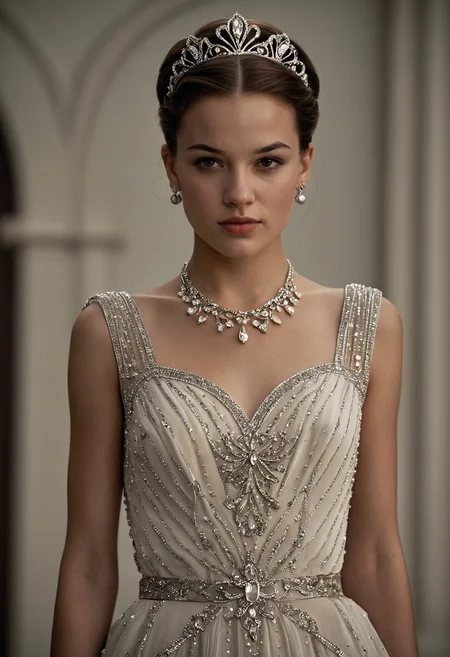 cinematic film still Charlie Bowater princess,a young woman,1girl,<lora:Alexander McQueen-art deco:1>,Alexander McQueen art deco, . shallow depth of field, vignette, highly detailed, high budget, bokeh, cinemascope, moody, epic, gorgeous, film grain, grainy
