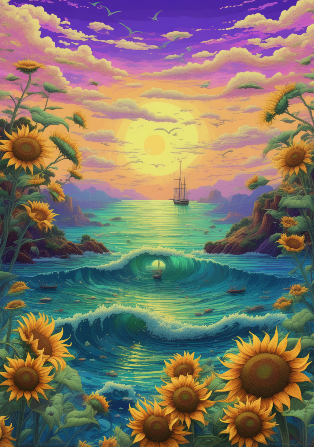 <lora:snfw3rXL-000004:0.9> a magical seascape in the style of snfw3r