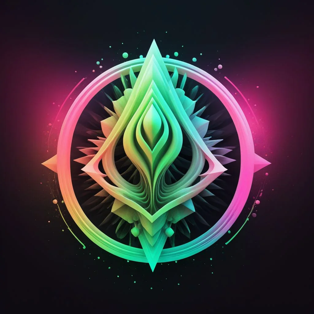 artlg, logo of a colorful illustration, 4k, uhd masterpiece, Artpprct, in the style of monotyping, modern and minimal, mossbeast, spellcaster, druid, spirit wind air elemental Motion photography, hyperrealism, Minimal, modern, logo, vantablack, pearl, neon pink, neon green, ink, charcoal, watercolor, geometric abstract, illusionism, futurism, artistic, spiritual, irridescent, harmonious, masTerpiece, transcendent, CELL SHADED, UNREAL ENGINE 5, VOLUMETRIC LIGHTING