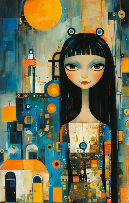 masterpiece,best quality,<lora:tbh199-sdxl:0.9>,illustration,style of Rosina Wachtmeister portrait of Housework robots