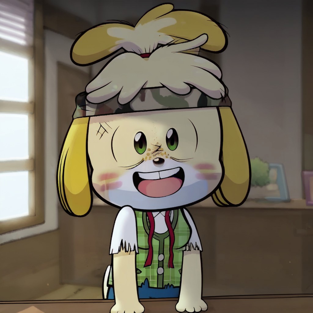 score_9, score_8, score_7, source_anime, isaruieve, POV, looking at viewer, blush, smile, open mouth, upper teeth only