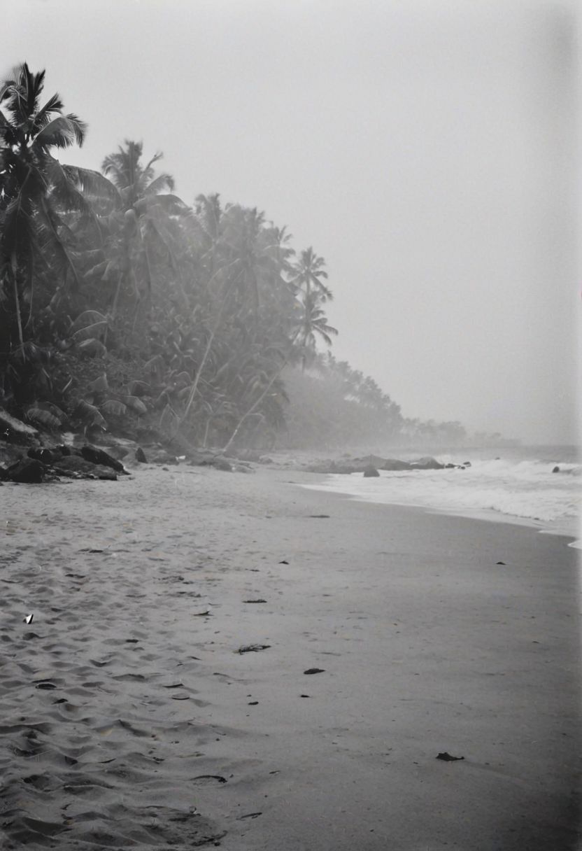 KB_Kentmere400, instagram photo, a foggy beacht in sri lanka,  soft shadows, film grain