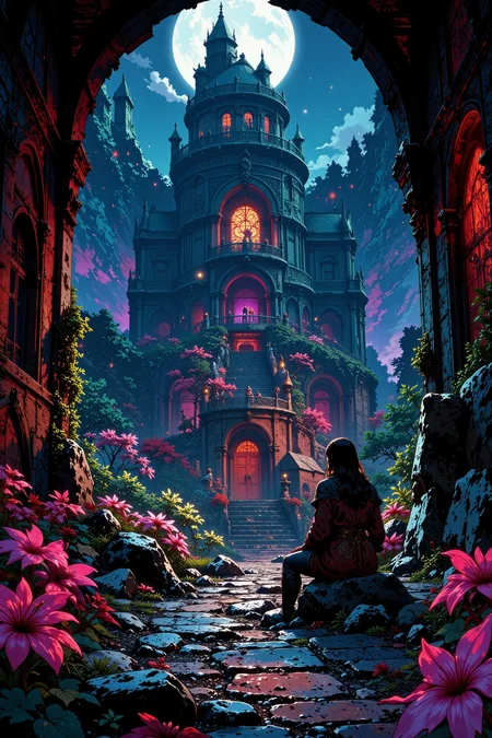 dungeon beautiful landscape, noon, woman, very intricate, very detailed, sharp, bright, colorful, <lora:Hand v2:0.5> <lora:Anti-Blur:1><lora:Insane Detail Slider:0.25> <lora:flux.1_lora_flyway_Epic-detail_v2:0.3> <lora:fluxenhancer:0.25> <lora:ROWER:0.6> <lora:flux-charmer-v1-1:0.4><lora:Vibrantly_Sharp_style_v.5:0.4> <lora:realanime:1>
