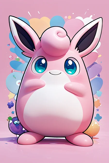 score_9, score_8_up, score_8, BREAK, , ,,, zzWigglytuff, pokemon (creature), no humans, ,<lora:Wigglytuff_Pokemon_PDXL:0.8>, ,,, , BREAK, smile, looking at viewer, cowboy shot, ,,, embedding:zPDXL, Expressiveh, ,,, <lora:CuteToonPDXL:0.8>, <lora:SDXLFaeTastic2400:0.5>, <lora:Expressive_H-000001:0.4>,