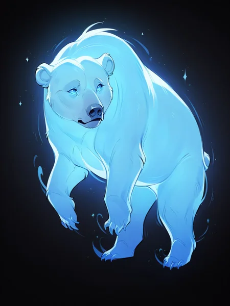 score_9, score_8_up, score_7_up, score_6_up, score_5_up, <lora:p4tr0nusXLP:1> p4tr0nus, no humans, glowing, black background, blue theme, bear, feral