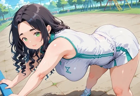 IllusP0s, PonyScores7, source_anime, ah1, IllustriousQual, interesting, exciting, spectacular, wonderful,
BREAK <lora:xl_more_art-full_v1:0.2>, <lora:aesthetic_anime_v1s:0.2>, <lora:EpicF4nta5yXL:0.2>, <lora:detailxl:0.2>, detailxl, <lora:Fant5yP0ny:0.2>, amazing quality, best aesthetic, absurdres, illustration, Volumetric_Lighting, ultra-detailed, very aesthetic, intricate details, best_quality
BREAK ((Standing with arms stretched out to sides, feet hip-width apart)),
BREAK Stable_Yogis_PDXL_Positives, AS-Adult, <lora:Complicated fantasy portrait - XL Pony V2.0:0.2>, bad-hands-5, <lora:HDA_Detailer:0.3>, <lora:natsumi_style:0.5>, <lora:by_usakun-pony:0.4>, by usakun, <lora:Akina_Bbw_Style_-_PonyXL:0.2>, AkinBw, ((Ground level, (from side), medium distance from viewer, focus on head)),
BREAK 1girl, mature female, (curvy), round-chin, caucasian, <lora:ETO_OC_Illustrius:0.5>, eto_oc, skindentation, (plump), thick thighs, wide hips, busty, voluptuous, <lora:venus body PonyXL:0.3>, <lora:shinyskin2:0.2>, glistening skin, HDA_FatGirlXL,
BREAK ((<lora:tennis uniform_XL_V1.0:0.8>, tennis outfit)),
BREAK (curly hair), long hair, (black hair:1.4), (parted hair:1.7), messy hair, kinky curls, <lora:hairdetailpxl:0.2>, hairdetailpxl,
BREAK (half green and brown eyes), (colorful eyes), (multicolored eyes), (downturned eyes:1.4), <lora:expressive eyes:0.2>, expressive eyes, <lora:eyedetailpxl:0.2>, eyedetailpxl, <lora:Eyes_High_Definition:0.2>, EyesHD, (round face:1.2), (thick eyebrows:1.3), (plump face), <lora:Round_face:0.2>, lips,
BREAK ((proud expression)), <lora:Expressive_H:0.2>, Expressiveh, <lora:Emotional_Anime_Expressions_PonyXL_Concept:0.2>, emotional, <lora:Best_Facial_Expression_LoRA_PONY:0.2>, looking at viewer, <lora:Detailed expressive EXEV style -XL Pony V1.0:0.2>, FaceDetail,
BREAK (((public playground, parents watching children play or chatting with each other))), <lora:Background Detailer - SDXL:0.8>, 4k, 8k, Ultra HD, Masterpiece, Best quality, Detailed background, <lora:Add_more_details_V2_XLpony:0.4> full_details,