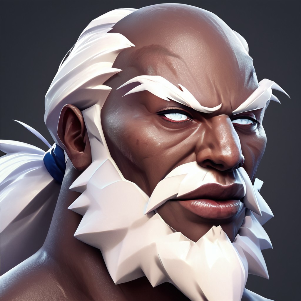 score_9, score_8_up, score_7_up concept art, digital art, realistic, portrait, 1 boy, EarthbreakerGroon, old man, white hair, old, dark skin, dark-skinned male, blind, blind eyes, white eyes,