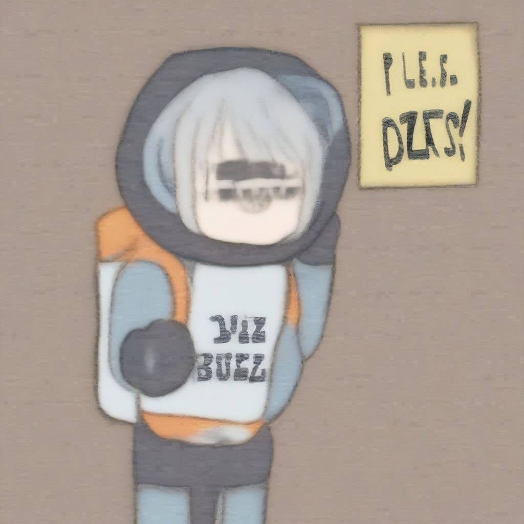Girl with sign saying please buzz
