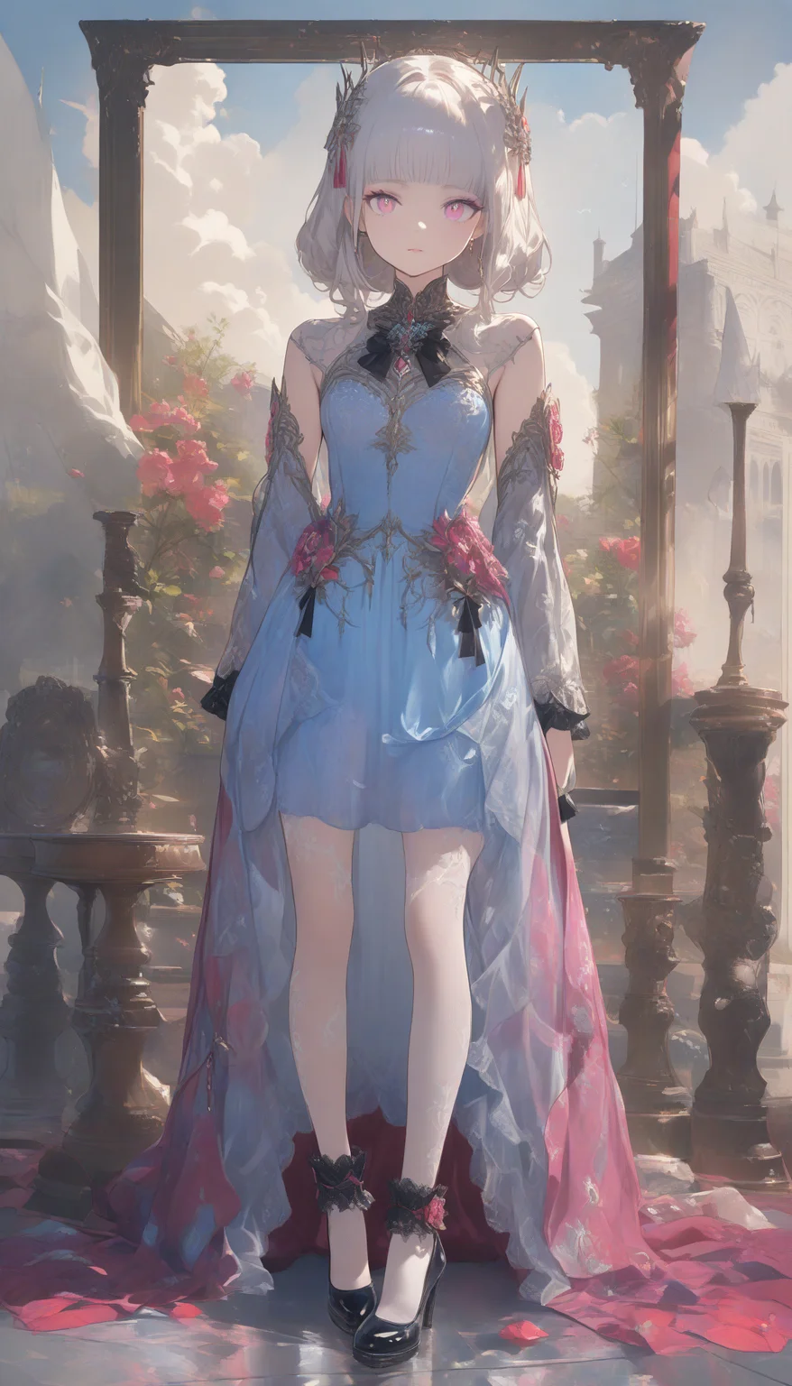 anime artwork masterpiece,high score,great score,absurdres, <lora:Alice Prin_Complete-000005:1>,Alice Prin (style, hair, dress, alice, prin), ., Naerys had the Targaryen looks, a fine and delicate beauty, almost unworldy. She was slender and small, with big deep violet in hue eyes and fine, pale, porcelain skin, near translucent. Naerys Targaryen. . anime style, key visual, vibrant, studio anime, highly detailed