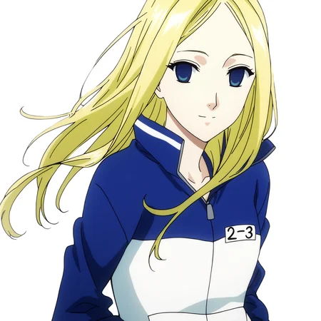 sharp focus, pixiv masterpiece, score_9, score_8_up, source_anime, score_7_up, best quality, high res, absurd res, BREAK
<lora:Nino_arakawa_under_the_bridge_illu_v38:1>,nino_arakawa_il, (1girl, solo:1.5), blonde_hair, blue_eyes, blue_white_tracksuit, number_tag, long_hair, blue_shorts, side_stripes,anime_screencap, (white background, simple background:1.1), expressionless, looking at viewer, subtle_smile, wind_in_hair, hands_in_pockets