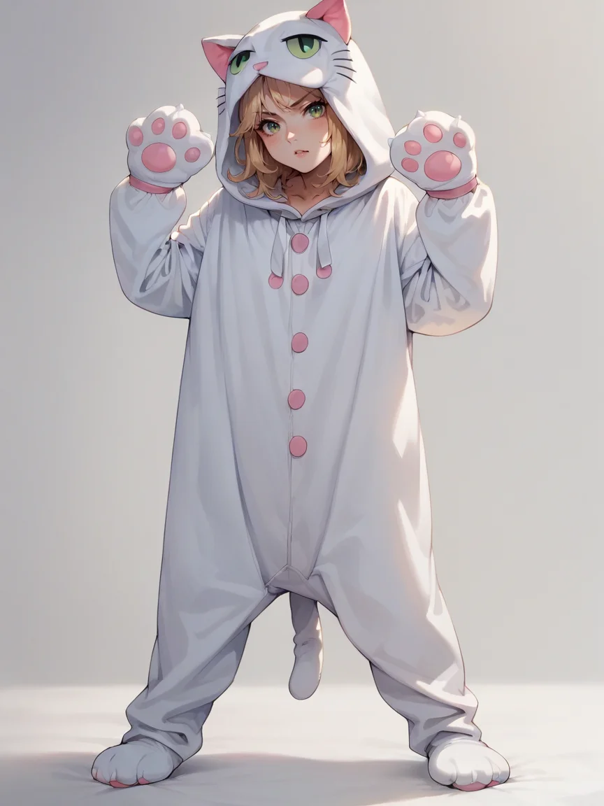 score_9, score_8_up, score_7_up, score_6_up, score_5_up, <lora:KittyonesieXLP2:0.7> kitty onesie, animal costume, hood, tail, solo, 1girl, cat costume, animal print