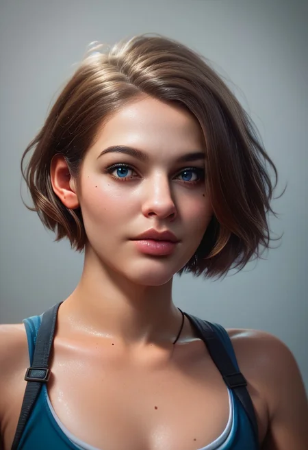 score_9, score_8_up, score_7_up, score_6_up
JillValentine,
1girl, solo, looking at viewer, short hair, blue eyes, brown hair, bare shoulders, upper body, mole, lips, mole under eye, portrait, freckles, realistic