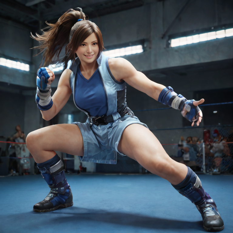 score_9, score_8_up, score_7_up, score_6_up, female, <lora:Tek_Asuka_Blue_P1234:1>, Asuka_Blue_Tek, slight smile, in a fighting stance