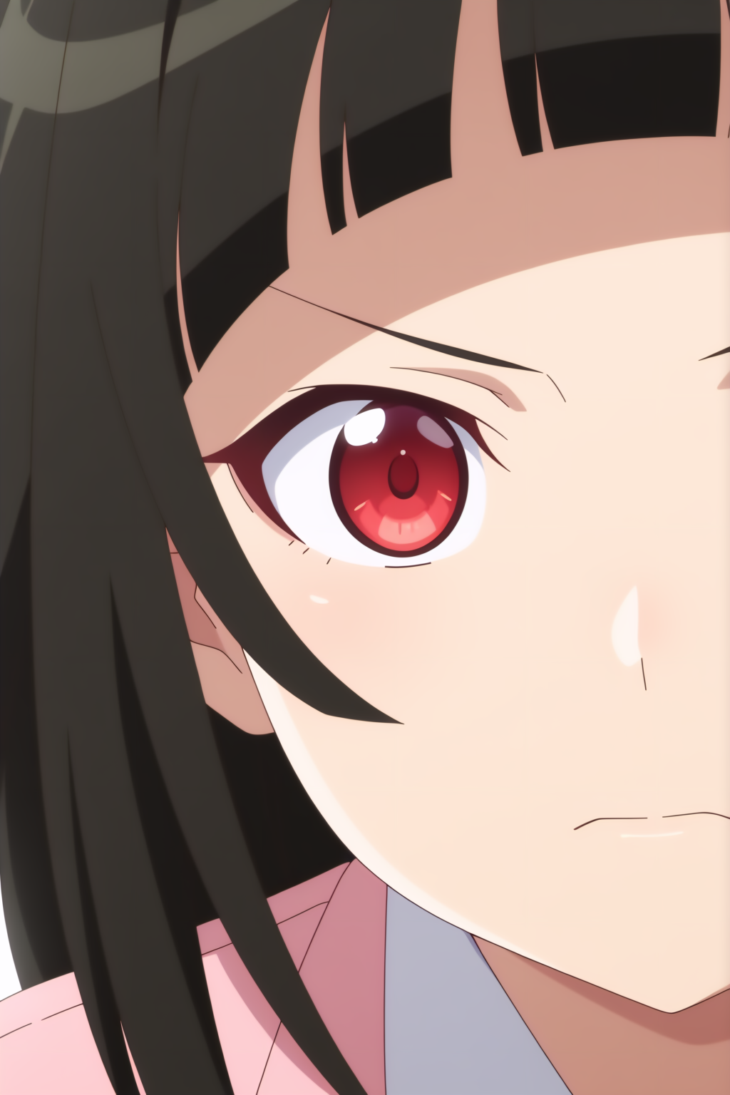 anime coloring, newest, upper body, Sakanadeko, red eyes <lora:Monogatari_Series_-_Sakanadeko_-_illustrious:0.8>