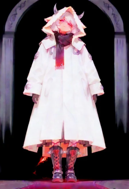 masterpiece, dark, full portrait, embed, 4k
female, age 18, standing, head tilt left, charge
Coat: A loose, baggy women's coat with a hood, in a deep violet or dark burgundy shade. The fabric has a soft but sturdy texture, giving it a slightly dramatic drape.
Scarf: A thick, dark scarf made of chunky, soft fiber (possibly wool or a similar material), wrapped over the coat to cover the neck for warmth and style.
Gloves: Half-finger gloves made of black fiber, slightly textured, giving a casual yet edgy feel.
Boots: Black gothic boots with chrome accents, such as metallic toecaps, buckles, or decorative studs. The boots are sturdy, slightly oversized, and lace-up to complement the overall look.
Silhouette: A slightly oversized and relaxed aesthetic, with baggy elements contributing to a cozy, mysterious vibe.
neon eyes