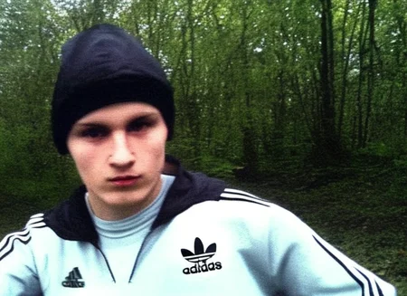 photo by oldsiemens, medium shot of 20 years old slav gopnik in black adidas tracksuit, high detailed face. summer