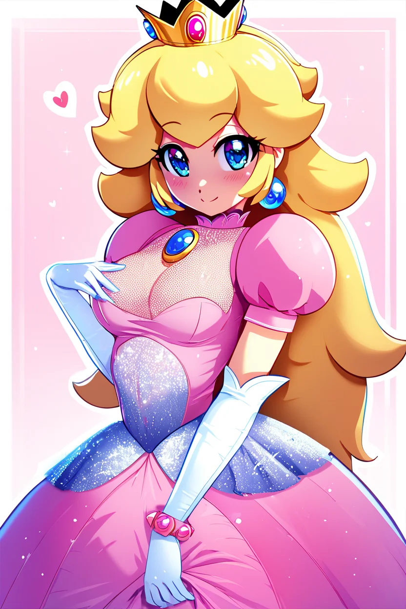 score_9, score_8_up, score_8, medium breasts, (curvy), cute, eyelashes, <lora:Konpeto_PDXL_v3:1.2>, ,,, 1girl, blonde hair, blue eyes, earrings, elbow gloves, female focus, gloves, jewelry, konpeto, long hair, mario (series), pink dress, nintendo, princess peach, solo, ,,, smile, looking at viewer, cowboy shot, embedding:zPDXL, Expressiveh, <lora:SDXLFaeTastic2400:0.5>, <lora:Expressive_H-000001:0.4>,