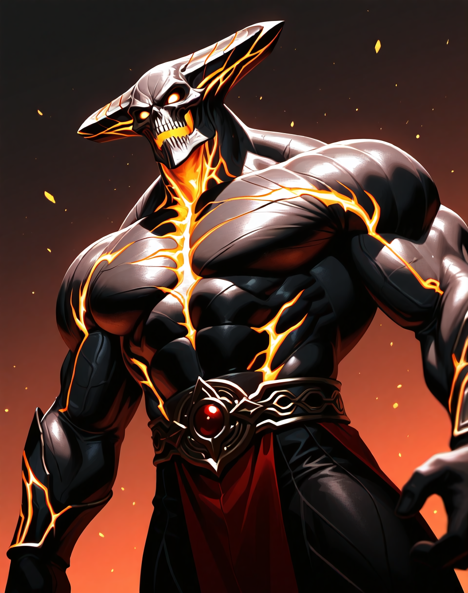 <lora:Corrupted_Shinnok_(Mortal_Kombat)_(Illustrious)_(AD):0.5> Corrupted Shinnok, muscular, Mortal Kombat,
dutch angle, exterior, battleground, dynamic action, dutch angle,
unstoppable end boss, video game screenshot, male chest focus, bent arm, hyper muscular, 
large shoulders, large biceps, large thighs, large rounded protruding pecs, thick neck, wide thick upper body, 
BREAKvery awe, aesthetically pleasing, masterpiece, best quality, amazing quality, very aesthetic, perfect depth of field shot, masterclass color theory, in'ei, gradient style coloring, 
Smooth Quality, lazympos, IllustQualXL_Pos,