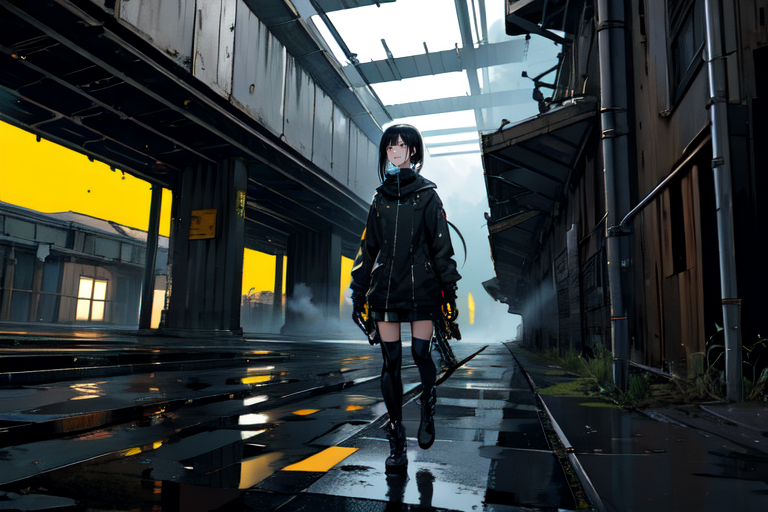 highly insanely detailed, masterpiece, top quality, best quality, highres, 4k, 8k, RAW photo, (very aesthetic, beautiful and aesthetic),  
tsutomu nihei,nihei_tsutomu,blame!,blame gakuen!,abara,TNstyle,sidonia_no_kishi,gauna,gauna mech,dark sky,black sky,letterboxed,bridge,walkway,concrete walls,metal walls,cables,tubes,industrial pipes,machinery,ventilation fan,ventilation shaft,buildings,drainpipe,wire,tentacles,clouds,star \(sky\),starry sky,bones,fog,smoke,vast scenery,perspective,flock,futuristic,open space,blm,dark background, 
<lora:ABARA:0>, 
(1girl:1.3), 
solo focus, 
roman architecture background,(pure yellow background,transparent background:1.2),âââ