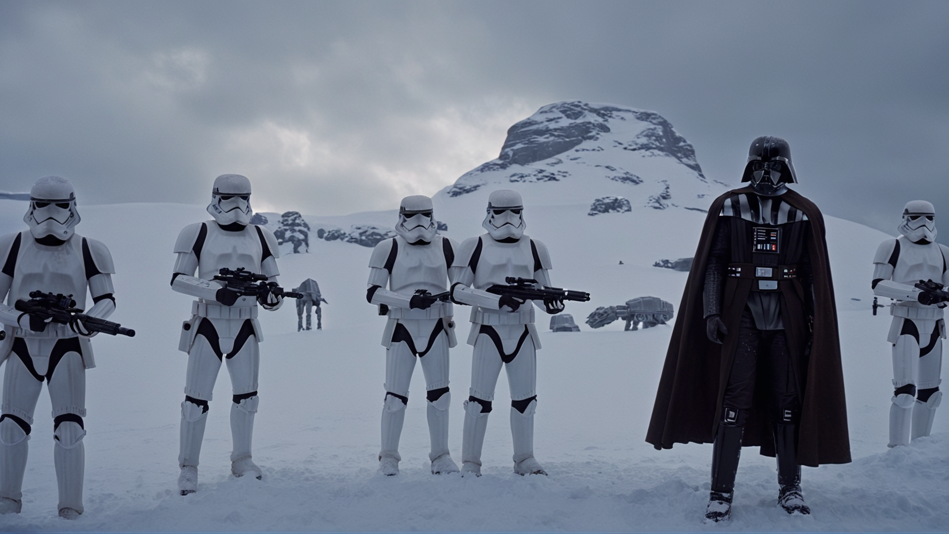 cinematic film still of  <lora:star wars style:0.2>
<lora:detailed:0.4> detailed
<lora:perfection style:0.4> perfect
<lora:PerfectEyesXL:0.5>
 <lora:Chiaroscuro Lighting Style:0.3>
 <lora:Hoth:0.9>
Hoth a group of star wars characters in the snow,in star wars style,holding,weapon,multiple boys,sky,sword,cape,holding weapon,armor,gun,helmet,robot,holding gun,cloak,rifle,snow,science fiction,6+boys,mountain,assault rifle,energy sword,soldier,lightsaber, shallow depth of field, vignette, highly detailed, high budget, bokeh, cinemascope, moody, epic, gorgeous, film grain, grainy