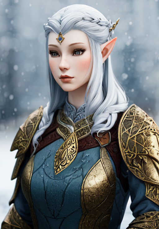 a woman, sfw, <lora:Snow_Elves-Female:0.8>, Snow_Elves-Female, 1girl, solo, armor, porcelain skin, diamond body, smooth, clear skin, (masterpiece, best quality, absurdres, detailed, ultra-detailed:1.3), gorgeous, (trending on CGSociety, trending on pixiv, contest winner:1.3)