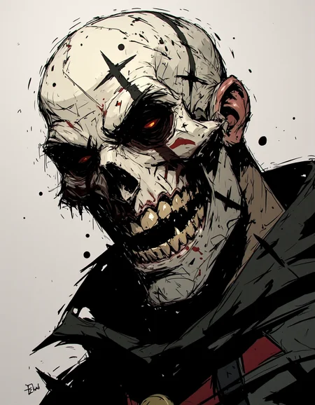 Ev Ganin style. A grin skull, motion lines, negative space, character, cybergoth aesthetic, Expressive Ink Dynamics. <lora:Ev_Ganin:1.0>