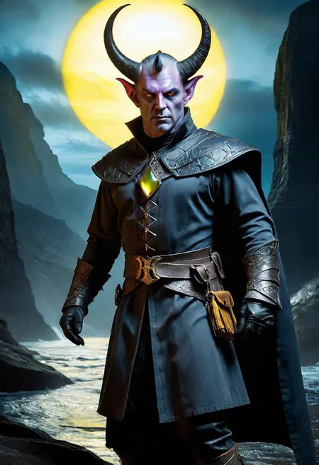 Professional 8k photo made by Sid Avery's Hasselblad of pink-skin, slender male Tiefling
alchemist in mid-divine ascension.
He has undercut silver hairs, neon alien and yellow eyes, mysterious and ominous aura of dark shadows enveloping the figure, 
Lovecraftian Horror-themed, in the artistic style of Boris Vallejo.
Shadows casting an uncanny atmosphere, hints of eldritch dark energy crackling, 
He is wearing a medieval merchant outfit, high details and era-appropriate, 
Backdrop (background) of a foreboding obsidian ziggurat
Mysterious composition, imbued with a dark, ambient 3d warm studio backlight.