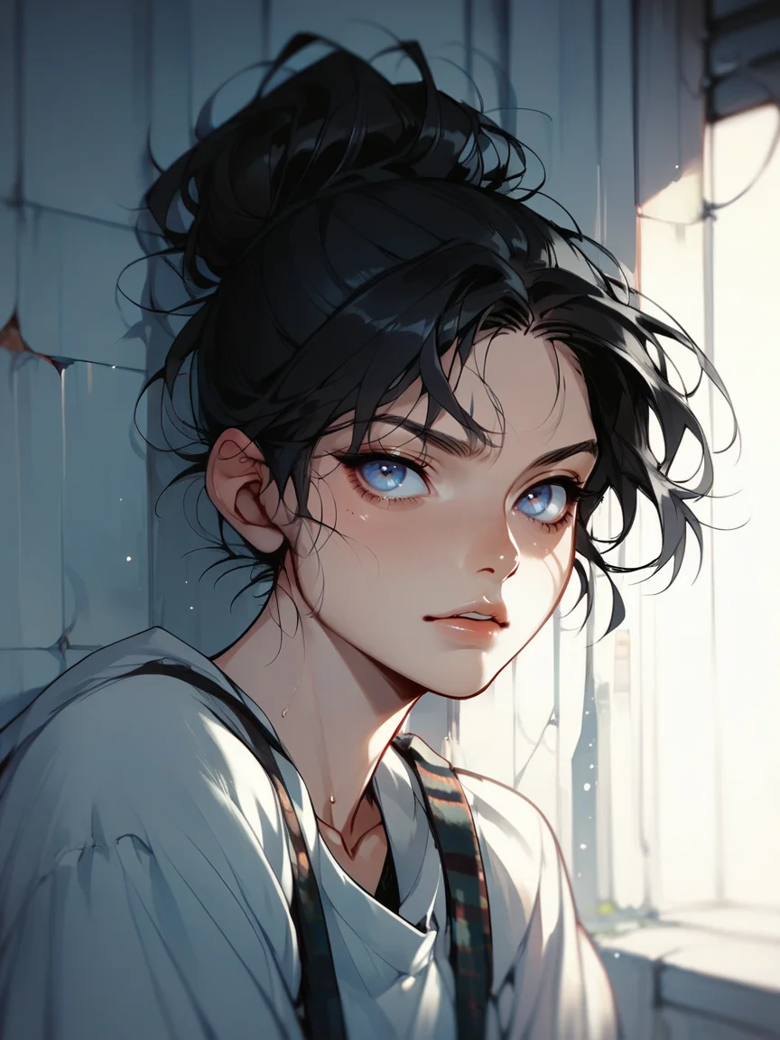 score_9, score_8_up, score_7_up, score_6_up, score_5_up,  <lora:NfXLP:1> nf, 1girl, blue eyes, black hair,