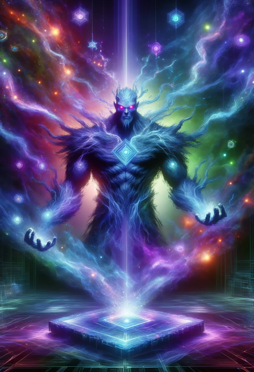 DonMD1g174l4sc3nc10nXL,  alraune, powerful ancient supernatural entity,  primal enigmatic, gigantic, chaos, , computerized,    <lora:DonMD1g174l4sc3nc10nXL-000006:1.2>