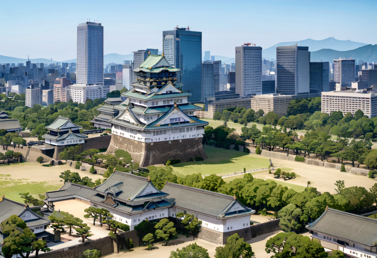 masterpiece, best quality, very aesthetic, absurdres,
Osaka Castle, scenery, outdoors, building, sky, tree, day, blue sky, cityscape, real world location, city, road, skyscraper
 <lora:Osaka_Castle_SDXL_V1:1>