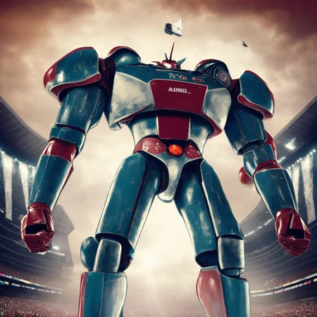 textless, best quality, large stadium (sports mecha shrpshot:1.2) gundam arena