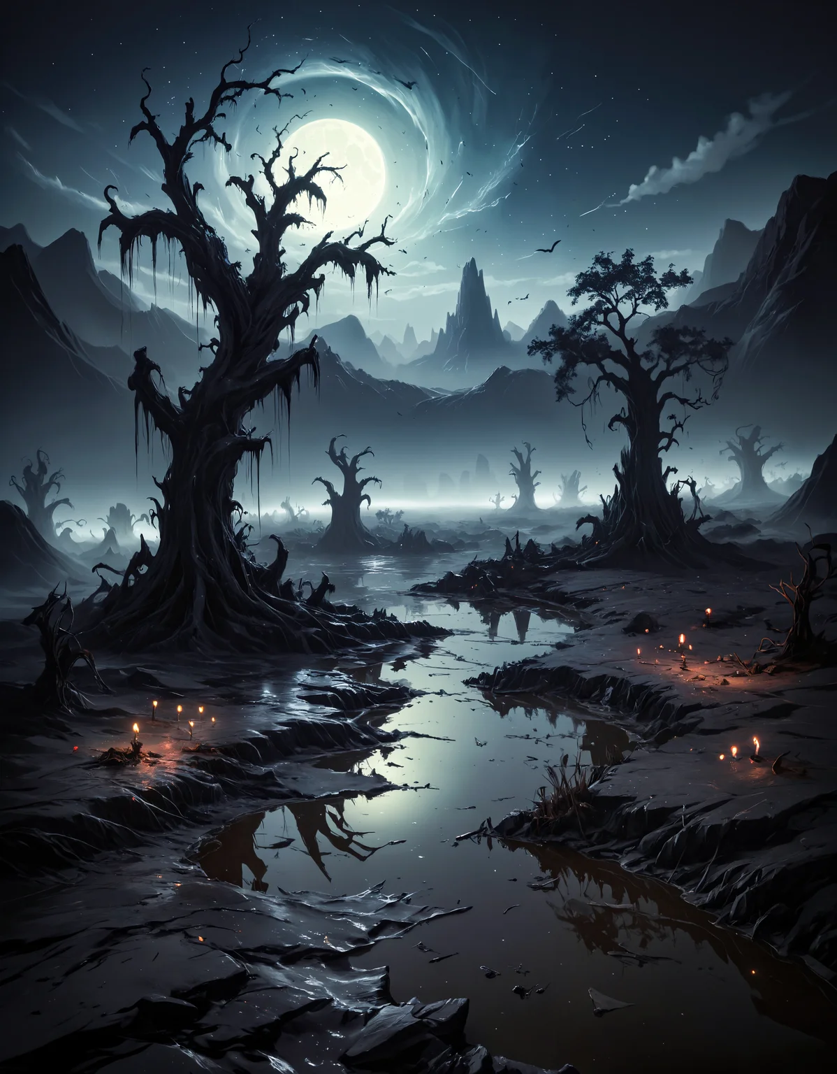 (zavy-mthcl:1.3), (((Horror Landscape))), Evanescent, Efflorescence, Mellifluous, Effervescent, Mellifluous, Nocturnal, Serendipity, Sonorous, Ineffable, Quixotic, Resplendent, Petrichor, Ephemeral, Luminous, Nebulous