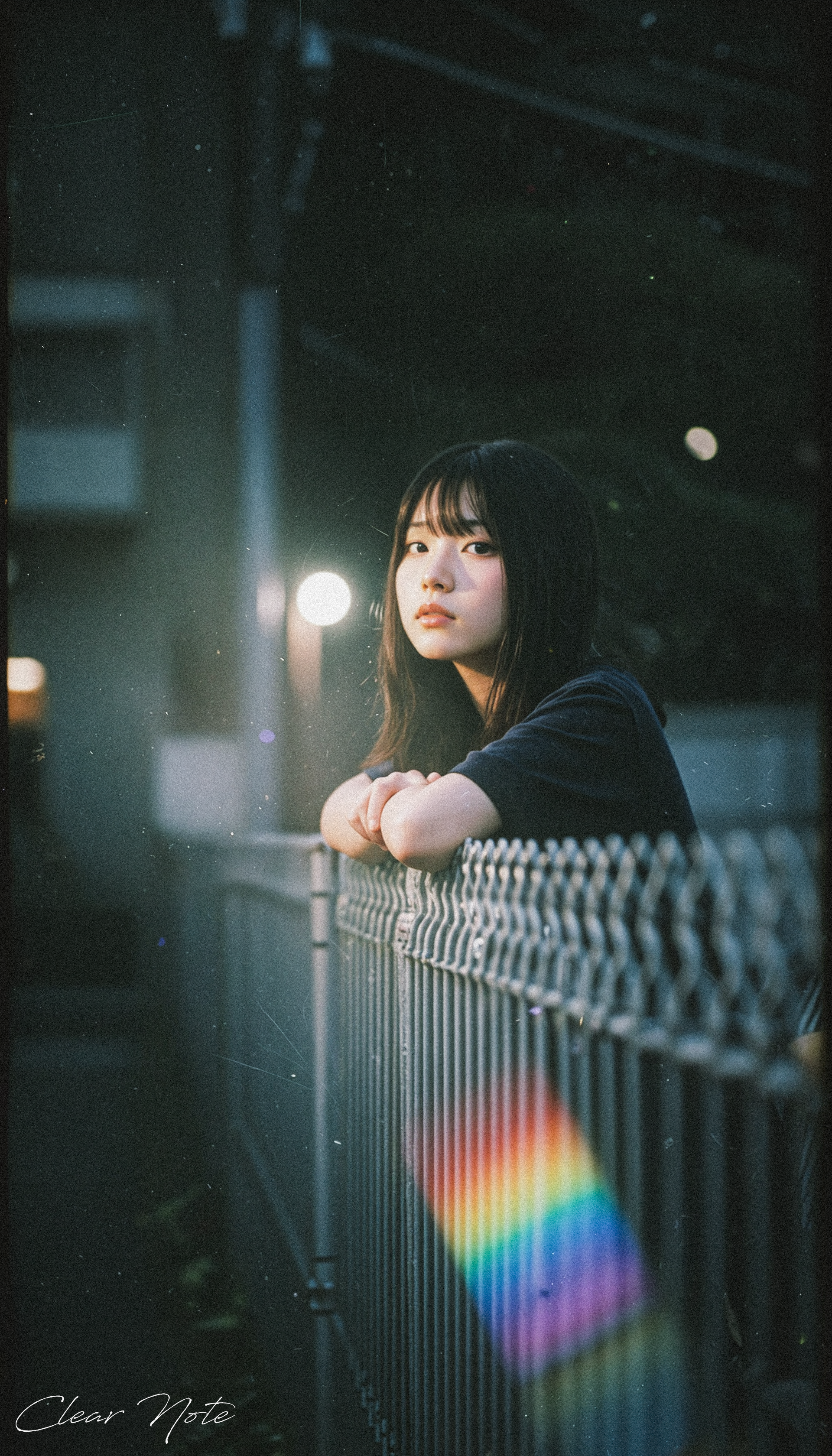 Japanese Culture Style, Emotional Photos, 35mm film, Young Japanese Woman, Over the fence