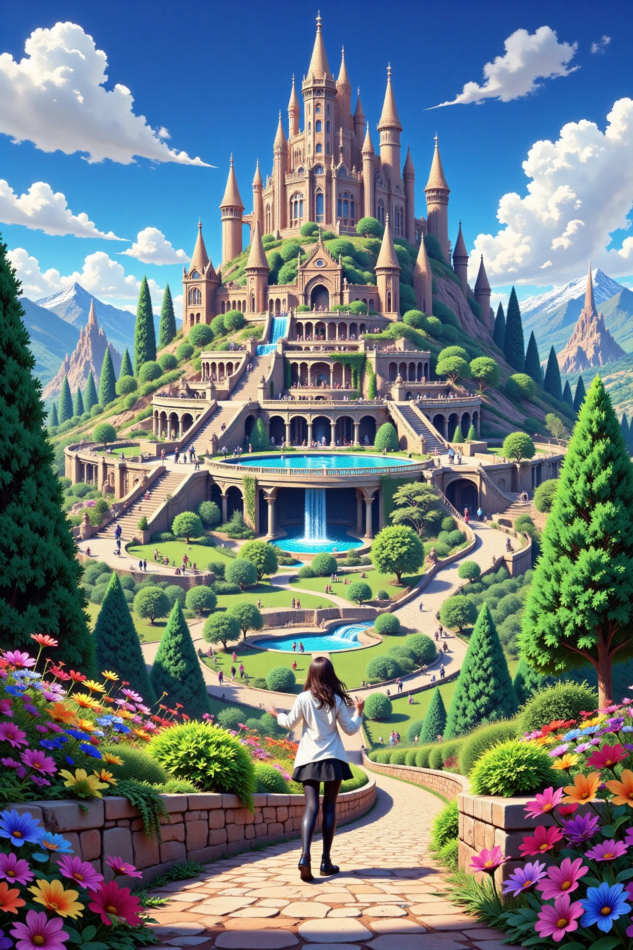 Xanadu magical kingdom beautiful  anime landscape, noon, woman, very intricate, very detailed, sharp, bright, colorful, <lora:Hand v2:0.5> <lora:Anti-Blur:1><lora:Insane Detail Slider:0.25>  <lora:flux.1_lora_flyway_Epic-detail_v2:0.3> <lora:fluxenhancer:0.25> <lora:ROWER:0.6> <lora:flux-charmer-v1-1:0.4> <lora:Cofex:1> cofex