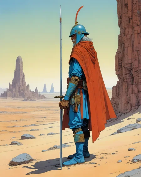 warrior, <lora:add-detail-xl:0.75> <lora:xl_more_art-full_v1:0.5> <lora:Moebius (Jean Giraud) Style:1> Moebius (Jean Giraud) Style page