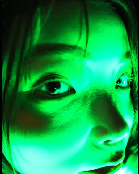 1girl, close up, green light, eyes detal, night, <lora:èåè§è§-000016:0.8>