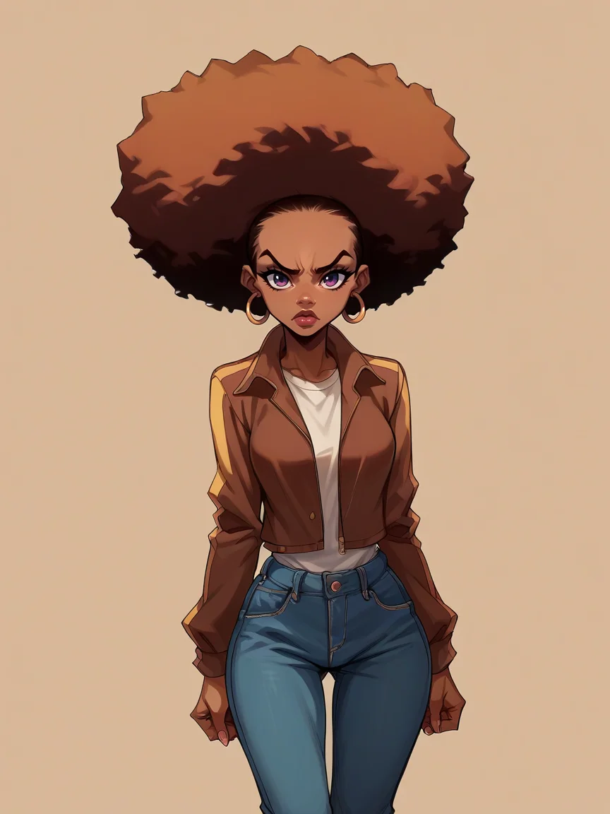 score_9, score_8_up, score_7_up, score_6_up,  <lora:b00nd0cksXLP:1> b00nd0cks, 1girl, dark skin, afro, curvy,