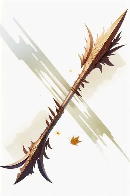 Ji, A long spear, with a leaf-shaped blade, that was used by infantry soldiers, medieval looking weapon, MagicItem_v1, no people in image, just weapon in image, maple wood polearm grip, metal end,