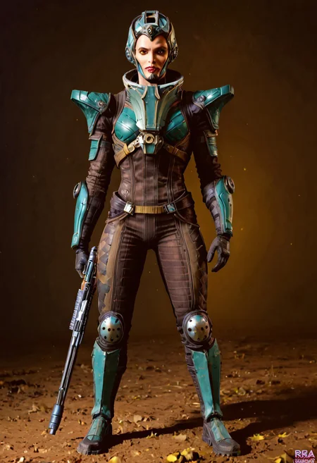 badass Grineer, grineer lancer, teal grineer, Wearing mask, mask on, grineer mask, grineer mask on, yellow eyes, 1boy, grineer lancer outfit, wearing grineer mask, holding gun, grineer gun, grakata, holding grakata,
(Grineer mask), , (dark shot:1.17), ((epic)) realistic, faded, , art, (hdr:1.5), (muted colors:1.2), hyperdetailed, (artstation:1.5), cinematic, warm lights, dramatic light, (intricate details:1.1), complex background, (rutkowski:0.8),((full body:1.9)), by Blizzard entertainment, big armor, l, wearing corpus helmet, low light, facing camera, lot of details, detailed armor, half side portrait, on corpus tileset, (night time),