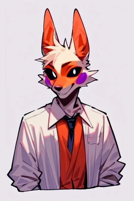 score_9, score_8_up, score_7_up, score_6_up, score_5_up,  source_anime,  <lora:Lolbit_-_FNAF-Pony:1> lolbit, anthro, black sclera, white pupils, tie