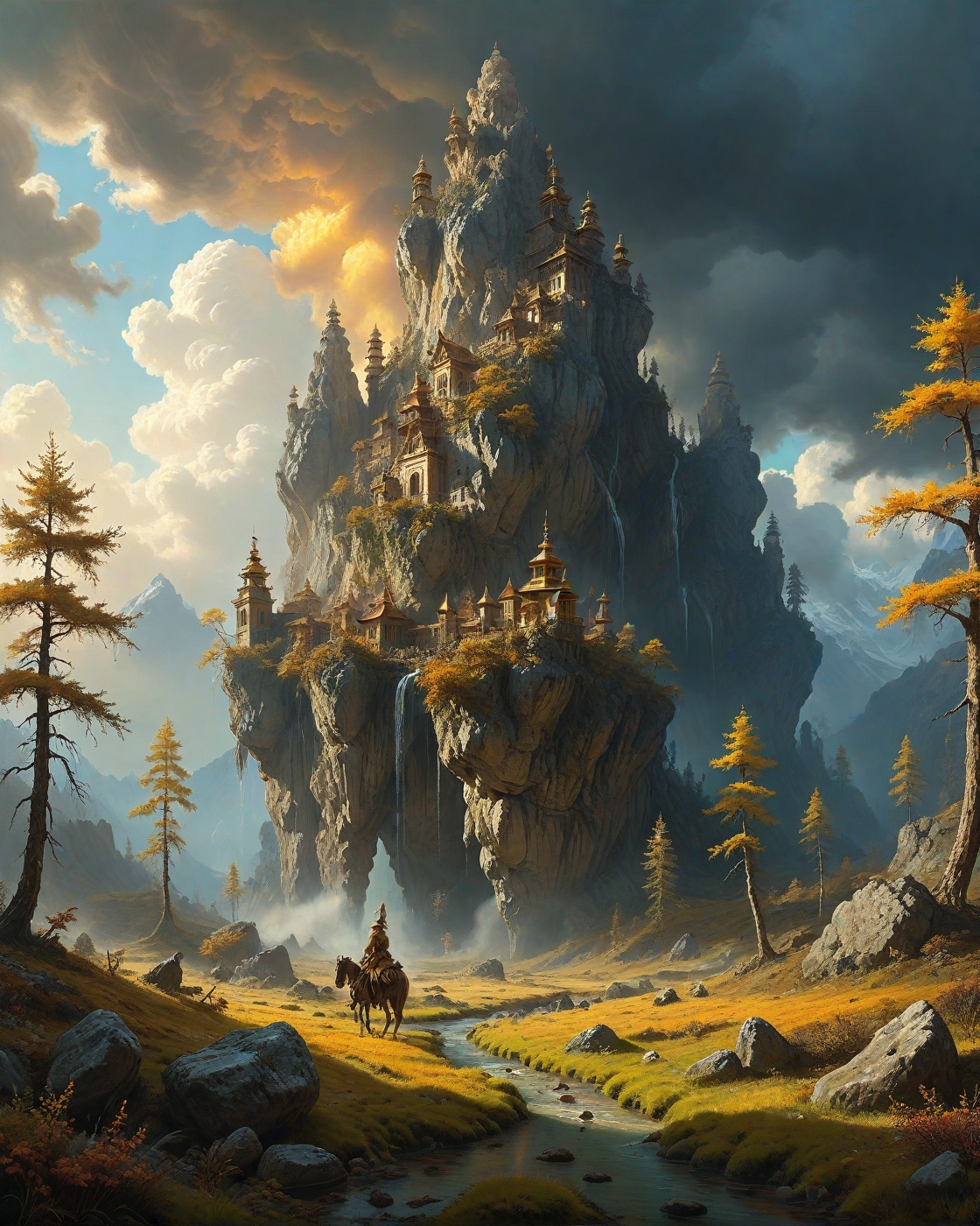 Larch forest turning golden in fall, frost-heaved stones,Anti-gravity monastery floating in non-euclidean angles, Monsoon: Mammatus pouches sagging under rain-swollen bellies of nimbus, thermals carrying disintegrating sonnets, seasons leaking between parallel worlds,Cryogenic sunrise thawing ice core data, Colonies of carnivorous orchids digesting light spectra,
artstation, trending on artstation, highly detailed fantasy art, stocking, intricate, elegant, highly detailed, centered, digital painting, concept art, smooth, sharp focus,random pilgrims in landcscape,
<lora:tbh124-sdxl:0.15> style of Jean-Antoine Watteau,
<lora:tbh112-sdxl:0.15> style of Gregory Fromenteau
<lora:add-detail-xl:0.7>
<lora:Flux-XL_Scenery:0.15> flux-scenery,
<lora:Flux-style-xl-lora:0.15> flux-style
<lora:1dkXLP:0.15> 1dk,
<lora:extremely_detailed:0.7> extremely detailed,, Baroque art style, dynamic composition, dramatic lighting, rich colors, intricate details, professional-grade execution, captures the grandeur and theatricality of the Baroque period