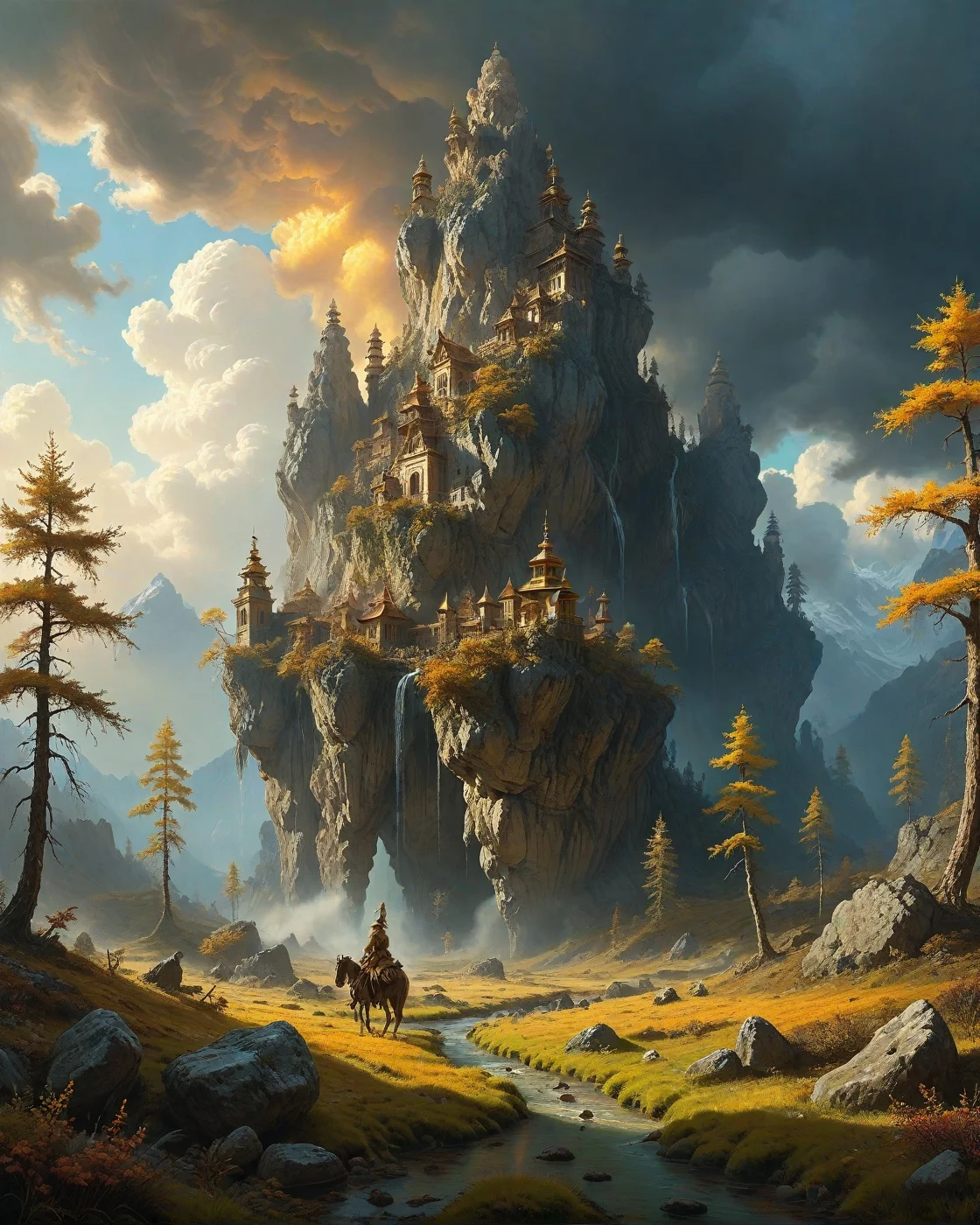 Larch forest turning golden in fall, frost-heaved stones,Anti-gravity monastery floating in non-euclidean angles, Monsoon: Mammatus pouches sagging under rain-swollen bellies of nimbus, thermals carrying disintegrating sonnets, seasons leaking between parallel worlds,Cryogenic sunrise thawing ice core data, Colonies of carnivorous orchids digesting light spectra,
artstation, trending on artstation, highly detailed fantasy art, stocking, intricate, elegant, highly detailed, centered, digital painting, concept art, smooth, sharp focus,random pilgrims in landcscape,
<lora:tbh124-sdxl:0.15> style of Jean-Antoine Watteau,
<lora:tbh112-sdxl:0.15> style of Gregory Fromenteau
<lora:add-detail-xl:0.7>
<lora:Flux-XL_Scenery:0.15> flux-scenery,
<lora:Flux-style-xl-lora:0.15> flux-style
<lora:1dkXLP:0.15> 1dk,
<lora:extremely_detailed:0.7> extremely detailed,, Baroque art style, dynamic composition, dramatic lighting, rich colors, intricate details, professional-grade execution, captures the grandeur and theatricality of the Baroque period