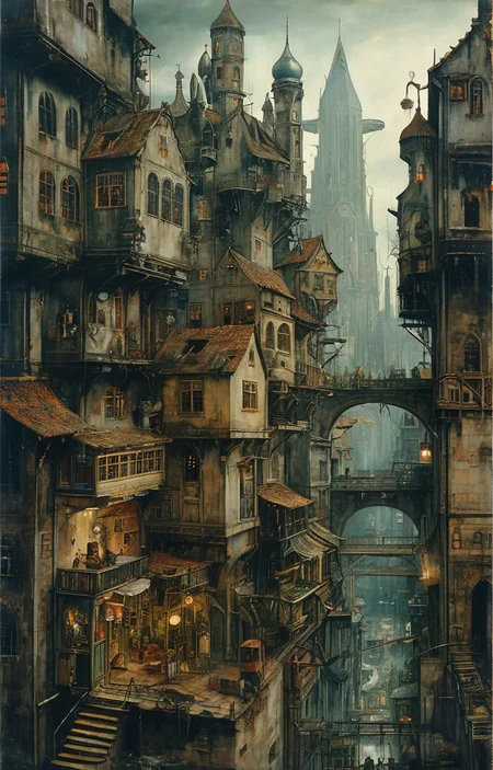 masterpiece,best quality,<lora:tbh183-sdxl:0.8>,illustration,style of Albrecht Durer, cyberpunk city