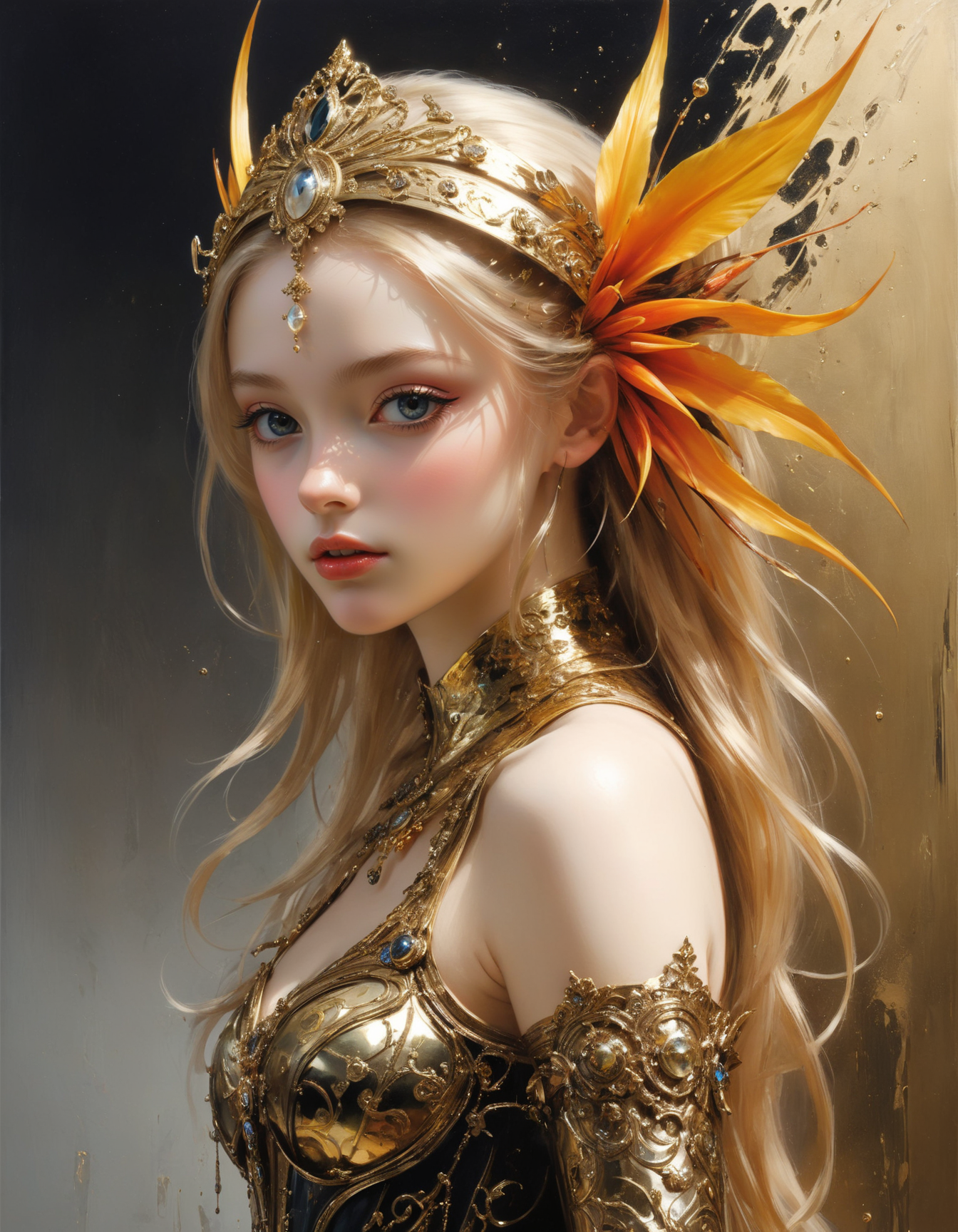 incredibly pretty 18 year old French  girl by stephan martiniere, ( animated but incredibly beautiful:1.4), (intricate details, masterpiece, best quality:1.4) , in the style of nicola samori, Pale Gold and Heliconia , 
 <lora:add-detail-xl:0.5> <lora:xl_more_art-full_v1:0.5>  <lora:NicolaSamori:0.7> <lora:looking_at_viewer:2>