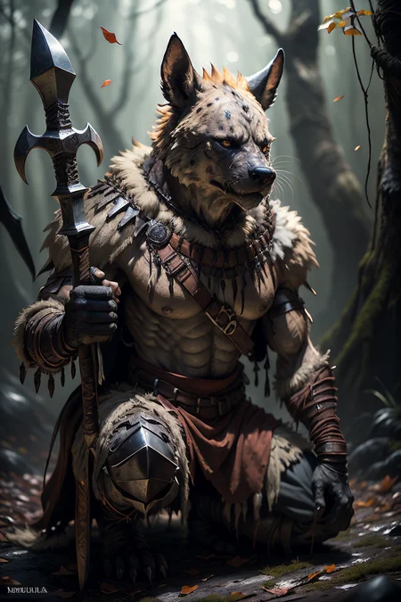 <lora:RPGGnoll:1> gnoll:1.2, 1girl mohawk in Creme Brulee Blonde  with Brown eyes  eyes  and Hard eyebrows , guard  wearing heavy armor  holding Greatsword full body shot, In a mystical grove where each leaf whispers a different prophecy, in background, realistic:1.2,  masterpeice, ultradetailed, intricate details, perfect quality, ultrashapr, ultradetailed, photorealistic, perfect shadows, profesional lights, realistic, blurry, boekh, masterpiece light works,depth of fiel, ultradetailed character, pefect quality, maximum quality, intricate details, detailed face  By jeremy mann, by sandra chevrier, by maciej kuciara, sharp, (perfect, body:1.1), realistic, real shadow, 3d, (dark castle background:1.2), (by Michelangelo), (profesional lights:1.3) (profesional photography:1.3), full body shoot, concept art of medieval rpg character,sitting with one leg pulled up and arms wrapped around it, looking down