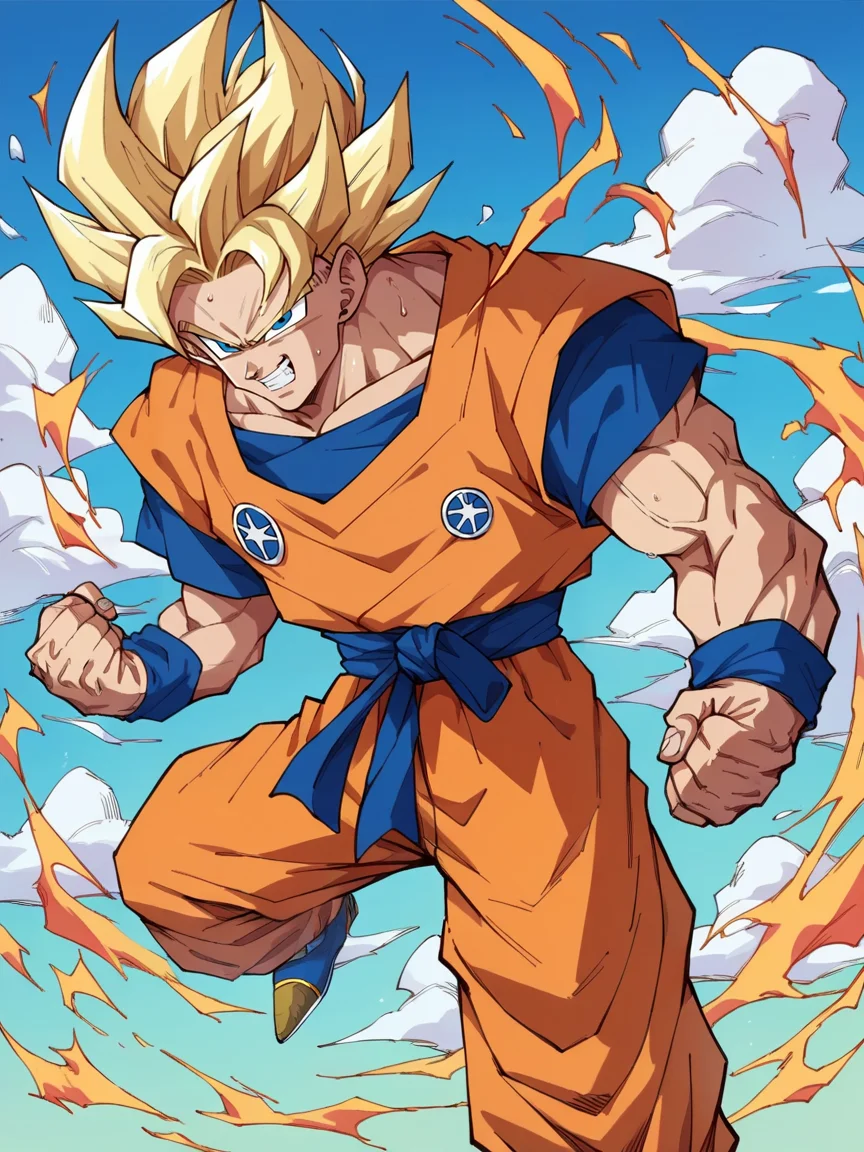 score_9, score_8_up, score_7_up, score_6_up, score_5_up, <lora:DragonBallZXLP:1> dragon ball z, super saiyan, 1boy