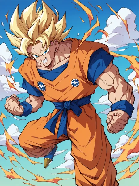 score_9, score_8_up, score_7_up, score_6_up, score_5_up, <lora:DragonBallZXLP:1> dragon ball z, super saiyan, 1boy