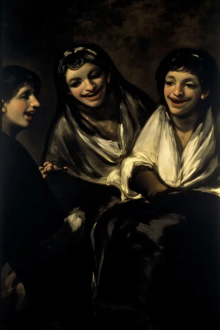 g0ya1 painting.
Three peasants women, in a dimly lit, shadowy setting, laughing. <lora:g0ya2_cap_d6a3e12:1.0><lora:823857453021113857:0>