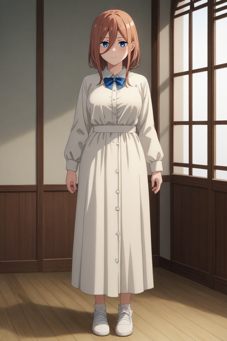 score_9, score_8_up, score_7_up, source_anime, rating_safe, intricate details, anime screencap, anime coloring, official style, , , 1girl, nakano miku, go-toubun no hanayome, blue eyes, brown hair, solo, full body, great wall of china, indoors, light, standing, :D, <lora:chainsaw_man_style_pony:0.74>, chainsaw_man_style, , <lora:sdxl_lightning_8step_lora:1>