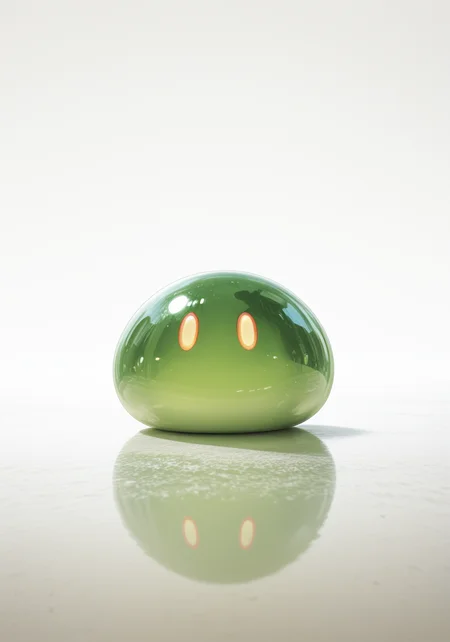 masterpiece, best quality, good quality, (hiro \(dismaless\)), [[baffu]], year 2023, [ningen_mame], (tahra:1.3),
realistic material, perfect slime \(creature\), green slime, slime \(genshin impact\), beautiful quality, light particles, cute face, eyes, kawaii, simple background, white background, reflective surface
, (cgi), photo \(medium\), mazing quality, RTX, cinematic light, best quality, amazing quality, very aesthetic, absurdres